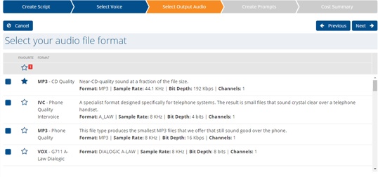 Selecting an output file format Selecting an output file format