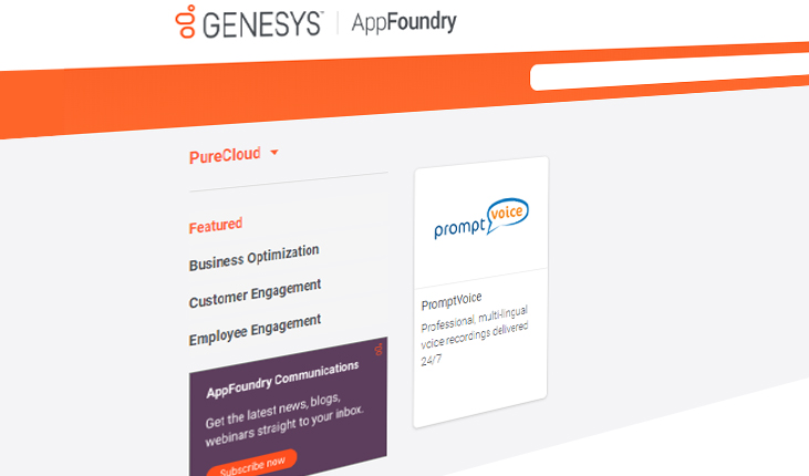 Promptvoice on Genesys Appfoundry